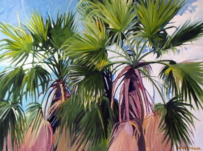 Artwork title 'Palms on a Cloudy Day' - Contact The Water's Edge Studio and Gallery for price and availability - gayle at galvestonwatersedge dot com