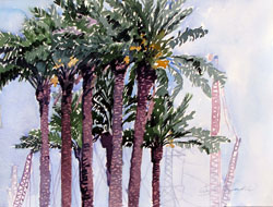Artwork title 'The Causeway Palms' - Contact The Water's Edge Studio and Gallery for price and availability - gayle at galvestonwatersedge dot com