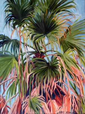 Artwork title 'The Neighbor's Palm' - Contact The Water's Edge Studio and Gallery for price and availability - gayle at galvestonwatersedge dot com